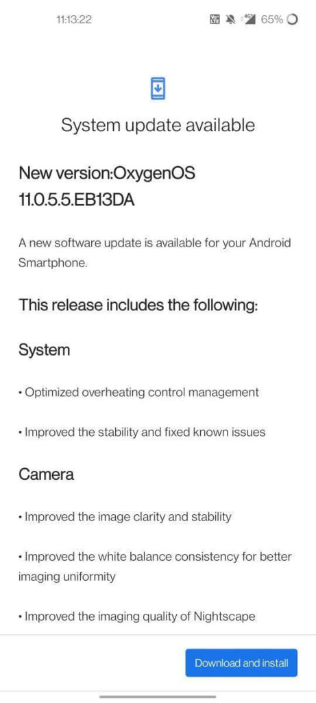 Oneplus Nord CE 5G - OxygenOS 11.0.5.5 - update 1