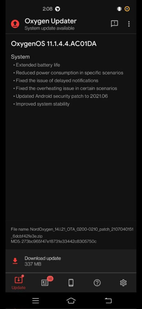 Oneplus Nord - software update with june security patch & improvements