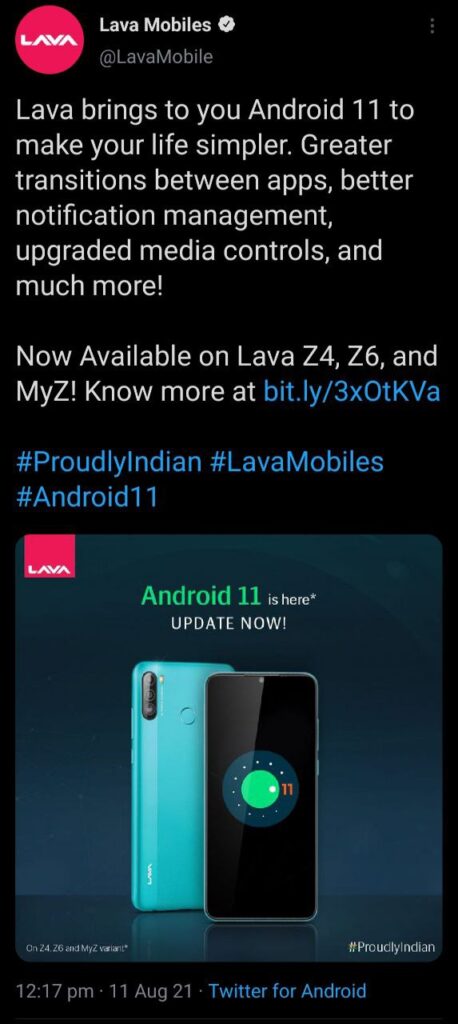 Lava Android 11 Update
