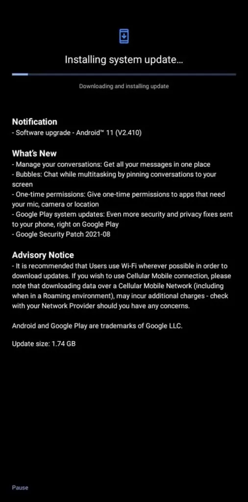 Nokia 3.4 Android 11 with August 2021 Security Patch