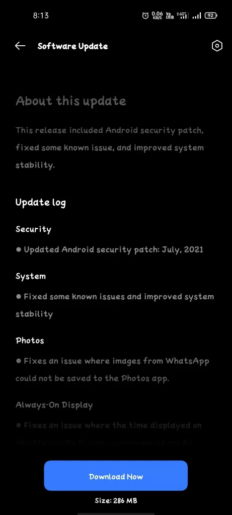 Realme 8 Pro - July 2021 Android Security Patch - S-2