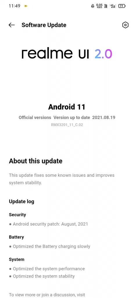 Realme C21 Android 11 Open Beta with August 2021 Security Patch