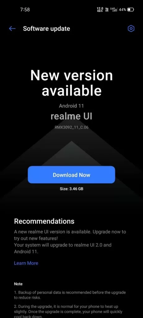 Realme X7 5G August 2021 Android Security Patch S-1

