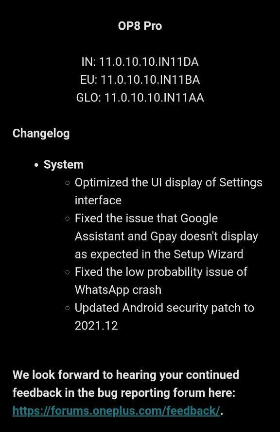 Oneplus 8 Pro December 2021 Security Patch