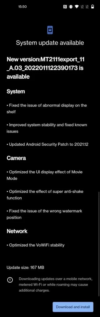 Oneplus 9RT December 2021 Security Patch