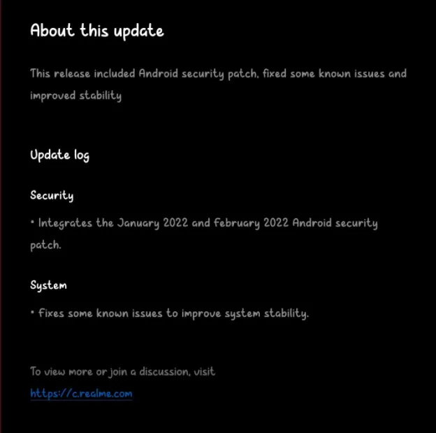 Realme Narzo 30 Pro February 2022 Security Patch