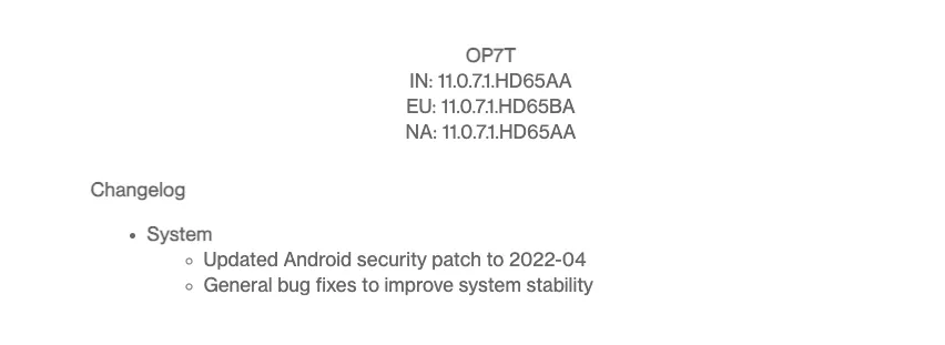Oneplus 7T April 2022 Security Patch