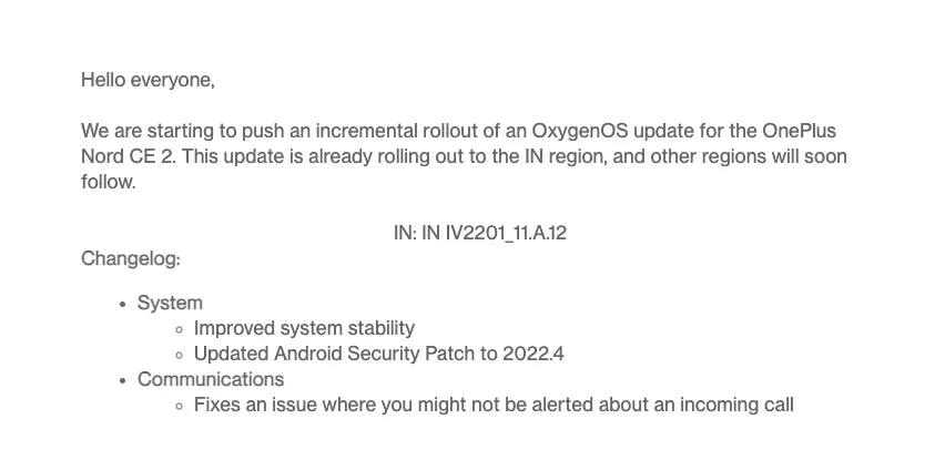 Oneplus Nord CE 2 April 2022 Security Patch
