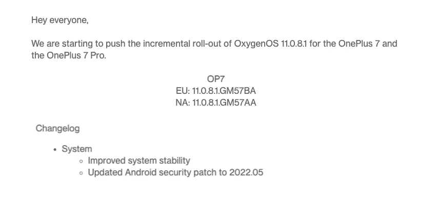 Oneplus 7 May 2022 Security Patch