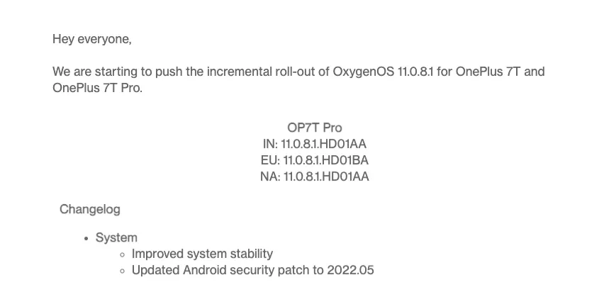 Oneplus 7T Pro May 2022 Security Patch